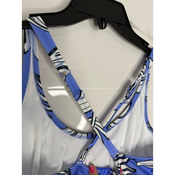 Freya Women's Floral Underwire One Piece Swimsuit Blue Size 36DD - Picture 2 of 12